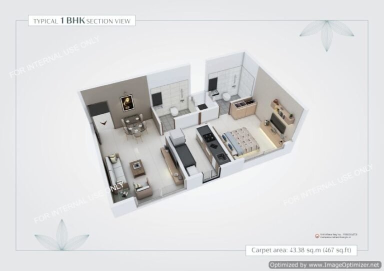 Code Name Rise Up 1BHK Floor Plan