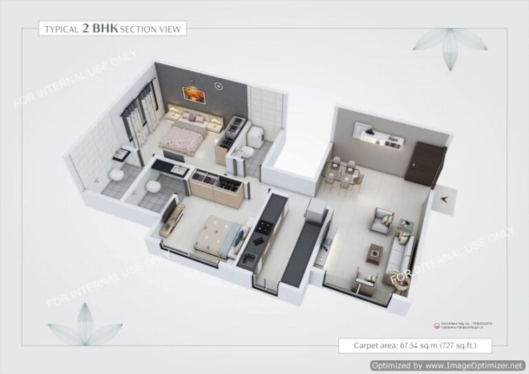Code Name Rise Up 2BHK floor plan